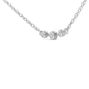 Bids.com Sterling Silver 1/5 Cttw Lab Grown Diamond 3 Stone Station Necklace Necklaces