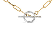 Bids.com 14KT Yellow Gold 1/4 Cttw Diamond  Toggle Clasp Paperclip Link Necklace (I-J Color, I1-I2 Clarity) - 18" Inches Necklaces