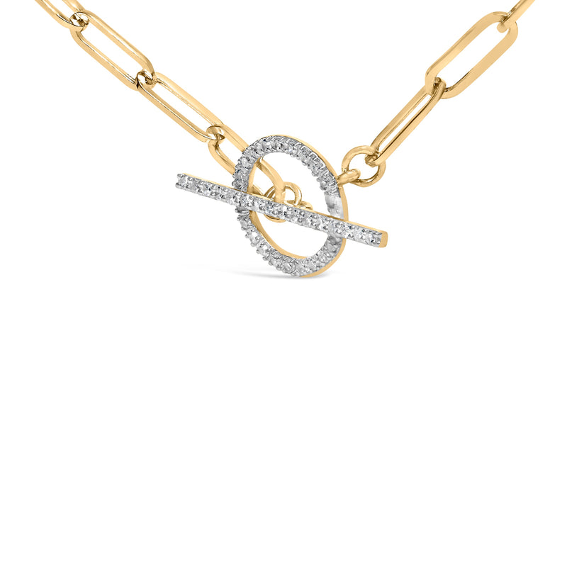 Bids.com 14KT Yellow Gold 1/4 Cttw Diamond  Toggle Clasp Paperclip Link Necklace (I-J Color, I1-I2 Clarity) - 18" Inches Necklaces