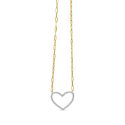 Bids.com 14K Yellow Gold Plated .925 Sterling Silver 1/4 Cttw Diamond Open Heart with Paperclip Chain Pendant Necklace (I-J Color, I2-I3 Clarity) - 18" Inches Necklaces