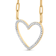 Bids.com 14K Yellow Gold Plated .925 Sterling Silver 1/4 Cttw Diamond Open Heart with Paperclip Chain Pendant Necklace (I-J Color, I2-I3 Clarity) - 18" Inches Necklaces