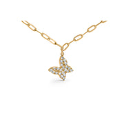 Bids.com 14KT Yellow Gold 1/2 Cttw Diamond Butterfly Station Paperclip Station Necklace (I-J Color, I1-I2 Clarity) - Adjustable 15"-17" Inches Necklaces