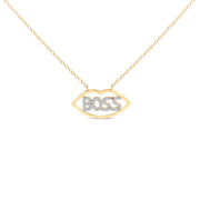Bids.com 14K Yellow Gold Plated Silver 1/4 Cttw Diamond "Boss" Pendant Necklace - 18 Inch Necklaces