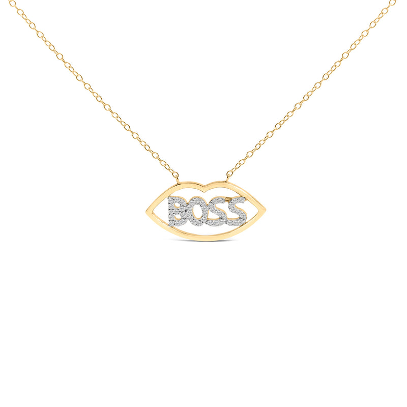 Bids.com 14K Yellow Gold Plated Silver 1/4 Cttw Diamond "Boss" Pendant Necklace - 18 Inch Necklaces