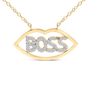 Bids.com 14K Yellow Gold Plated Silver 1/4 Cttw Diamond "Boss" Pendant Necklace - 18 Inch Necklaces