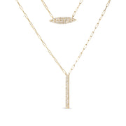 Bids.com 14K Yellow Gold 3/8 Cttw Two-Strand Marquise and Bar Charm Paper Clip Link Pendant Necklace  (I-J Color, I1-I2 Clarity) -18" and 20" Inch Lengths Necklaces