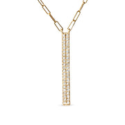 Bids.com 14K Yellow Gold 3/8 Cttw Two-Strand Marquise and Bar Charm Paper Clip Link Pendant Necklace  (I-J Color, I1-I2 Clarity) -18" and 20" Inch Lengths Necklaces