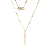 Bids.com 14K Yellow Gold 3/8 Cttw Two-Strand Marquise and Bar Charm Paper Clip Link Pendant Necklace  (I-J Color, I1-I2 Clarity) -18" and 20" Inch Lengths Necklaces