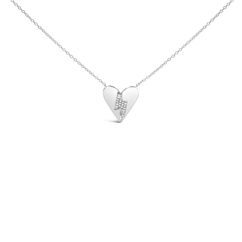 Bids.com .925 Sterling Silver Diamond Broken Heart Pendant Necklace (H-I Color, I1-I2 Clarity) - 18" Inches Necklaces