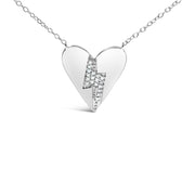 Bids.com .925 Sterling Silver Diamond Broken Heart Pendant Necklace (H-I Color, I1-I2 Clarity) - 18" Inches Necklaces