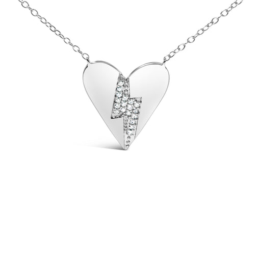 Bids.com .925 Sterling Silver Diamond Broken Heart Pendant Necklace (H-I Color, I1-I2 Clarity) - 18" Inches Necklaces