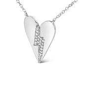 Bids.com .925 Sterling Silver Diamond Broken Heart Pendant Necklace (H-I Color, I1-I2 Clarity) - 18" Inches Necklaces