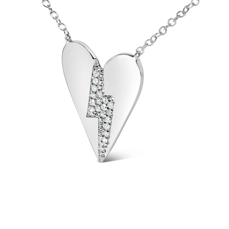 Bids.com .925 Sterling Silver Diamond Broken Heart Pendant Necklace (H-I Color, I1-I2 Clarity) - 18" Inches Necklaces