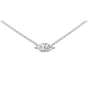 Bids.com 14K White Gold 1/2 Cttw Marquise Lab-Grown Diamond East West Solitaire 18" Pendant Necklace (F-G Color, VS2-SI1 Clarity) Necklaces