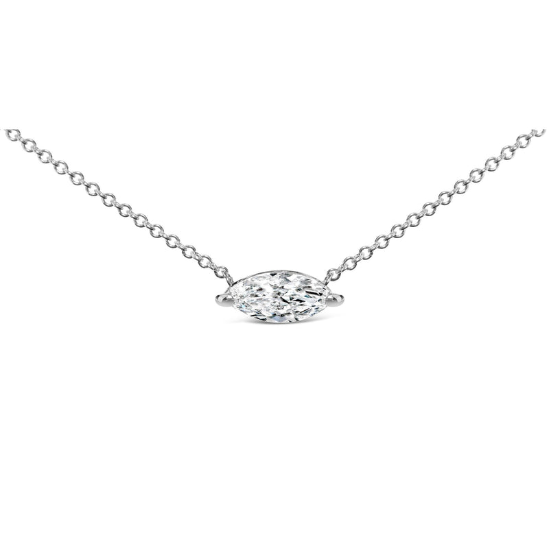 Bids.com 14K White Gold 1/2 Cttw Marquise Lab-Grown Diamond East West Solitaire 18" Pendant Necklace (F-G Color, VS2-SI1 Clarity) Necklaces