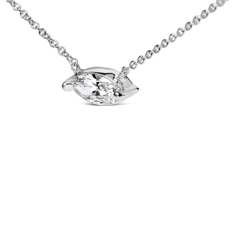 Bids.com 14K White Gold 1/2 Cttw Marquise Lab-Grown Diamond East West Solitaire 18" Pendant Necklace (F-G Color, VS2-SI1 Clarity) Necklaces