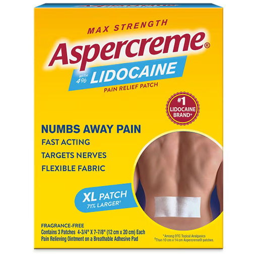 Aspercreme Aspercreme Lidocaine XL Pain Relief Patches - Max Strength 4% Lidocaine, 3 Count Heating Pads