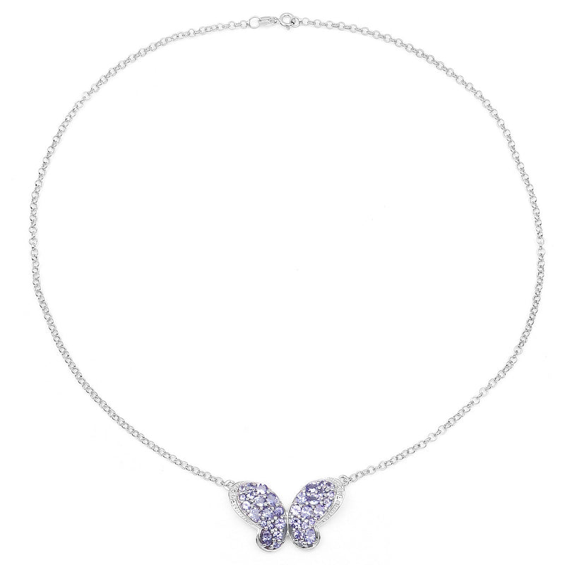 Bids.com 3.31 Carat Genuine Tanzanite & White Topaz .925 Sterling Silver Pendant Pendants