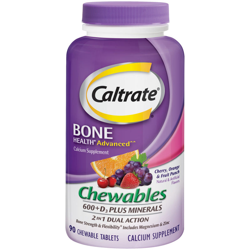 Caltrate Caltrate Calcium & Vitamin D3 Plus Minerals Cherry Orange & Fruit Punch -- 90 Chewable Tablets Vitamins & Supplements