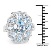 Bids.com 6.64 Carat Genuine Blue Topaz .925 Sterling Silver Ring Rings