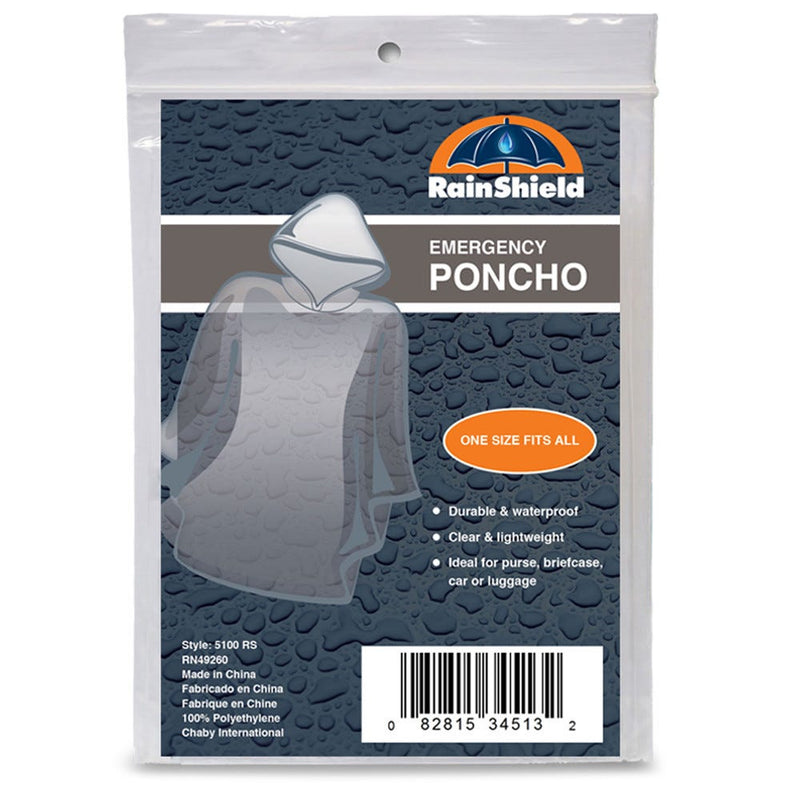 The Weather Station Chaby International Emergency Rain Poncho, Lightweight & Waterproof, Clear, One Size Fits All Coats & Jackets