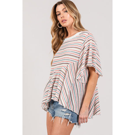 SAGE + FIG Round Neck Stripe Top