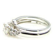 Bids.com .90ct Antique Style Engagement Ring Set 14KT White Gold Rings