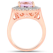 Bids.com 5.48 Carat Genuine Kunzite and White Topaz .925 Sterling Silver Ring Rings