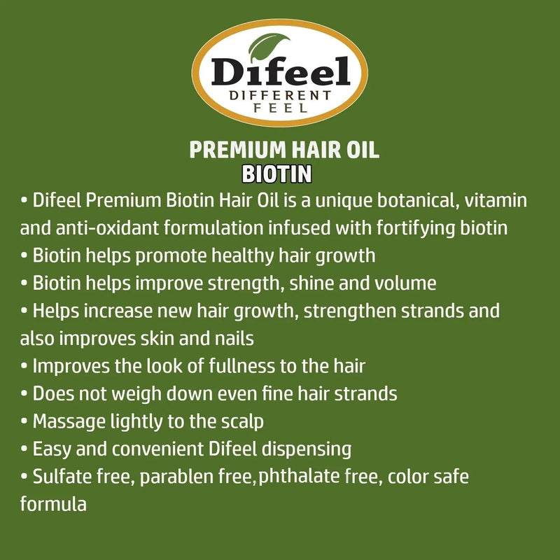 Mill's Beauty Supply Difeel Biotin Premium Hair Oil Hair Styling Products