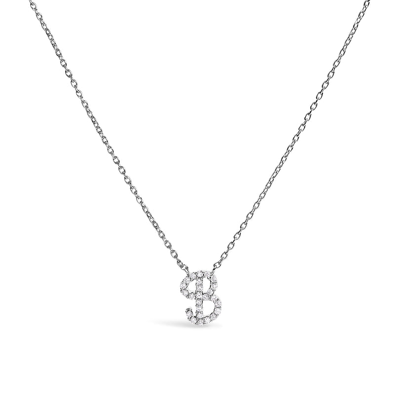 Bids.com 10K White Gold Diamond Accent "A" Initial Script Style Pendant Necklace Necklaces