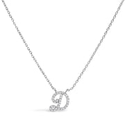 Bids.com 10K White Gold Diamond Accent "A" Initial Script Style Pendant Necklace Necklaces
