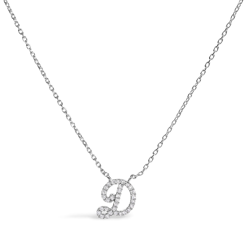 Bids.com 10K White Gold Diamond Accent "A" Initial Script Style Pendant Necklace Necklaces