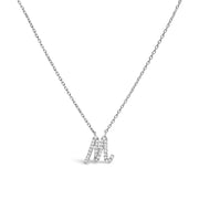 Bids.com 10K White Gold Diamond Accent "A" Initial Script Style Pendant Necklace Necklaces