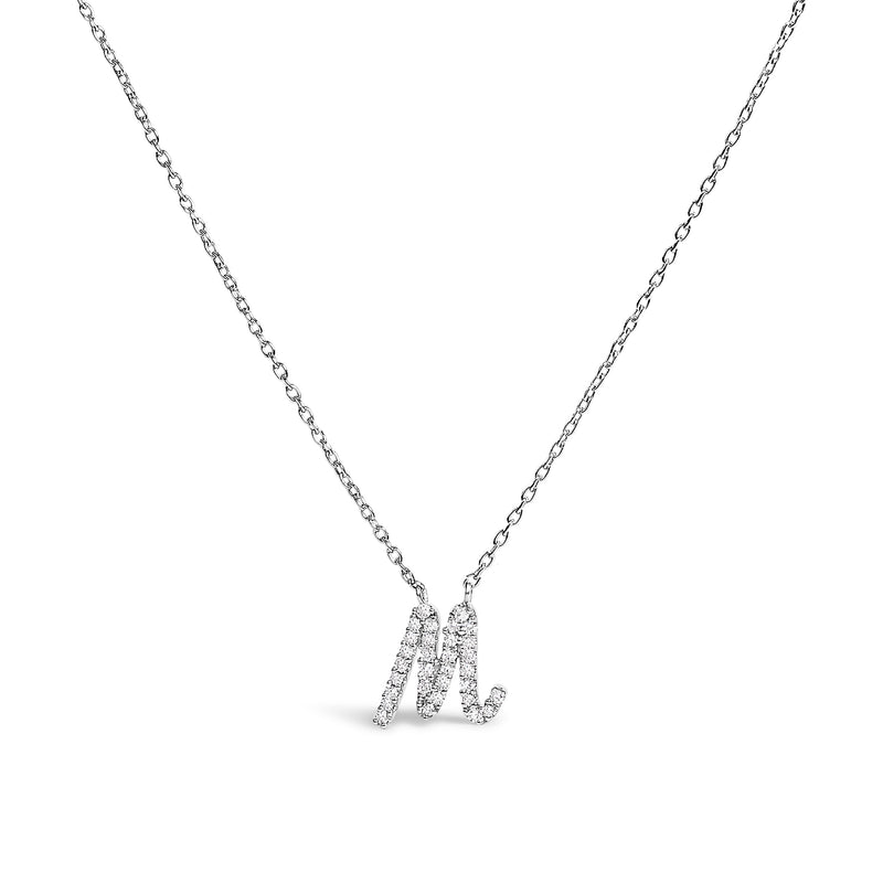 Bids.com 10K White Gold Diamond Accent "A" Initial Script Style Pendant Necklace Necklaces
