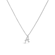 Bids.com 10K White Gold Diamond Accent "A" Initial Script Style Pendant Necklace Necklaces