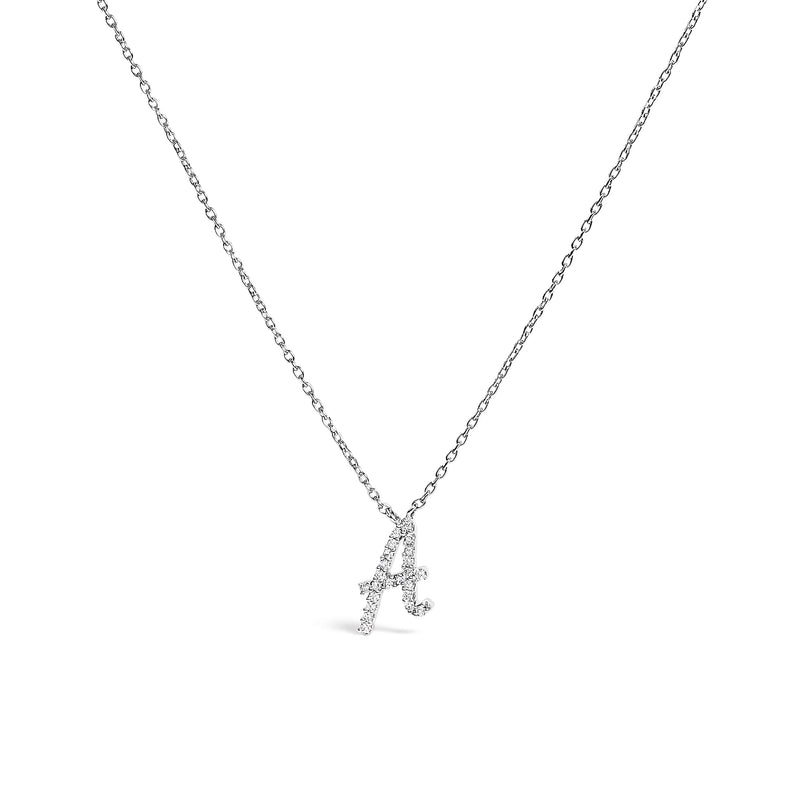 Bids.com 10K White Gold Diamond Accent "A" Initial Script Style Pendant Necklace Necklaces