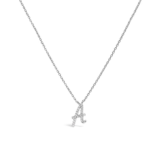 Bids.com 10K White Gold Diamond Accent "A" Initial Script Style Pendant Necklace Necklaces