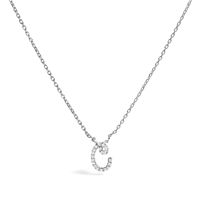 Bids.com 10K White Gold Diamond Accent "A" Initial Script Style Pendant Necklace Necklaces