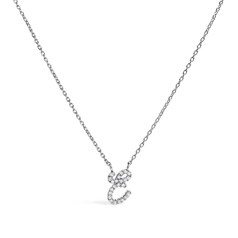 Bids.com 10K White Gold Diamond Accent "A" Initial Script Style Pendant Necklace Necklaces