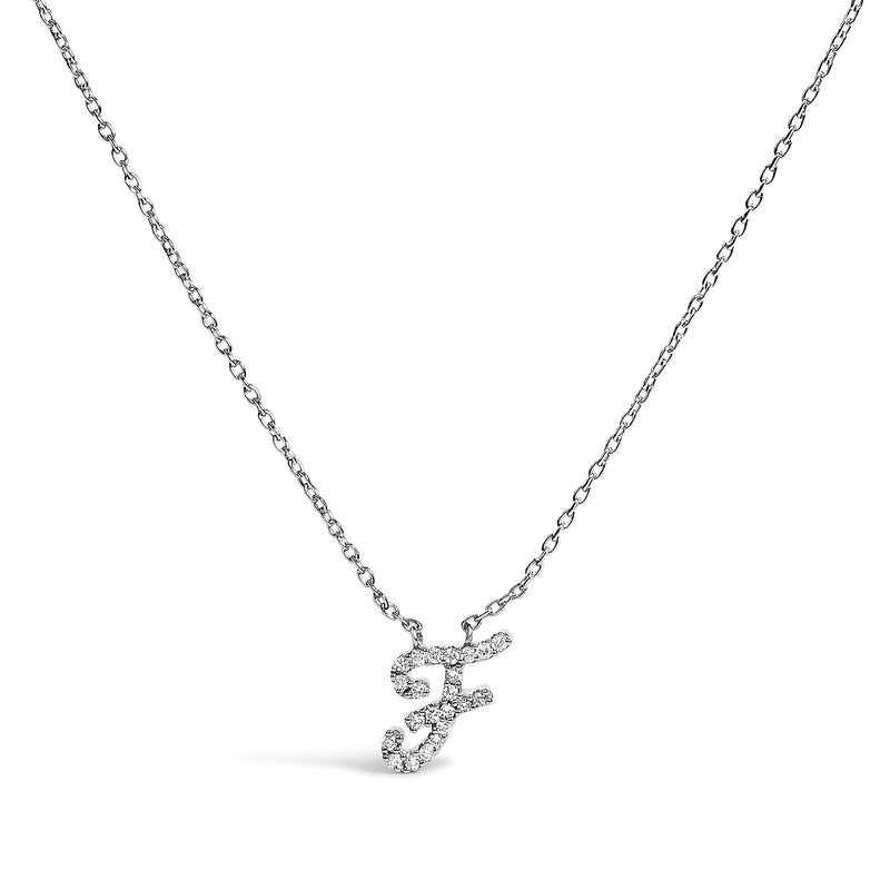 Bids.com 10K White Gold Diamond Accent "A" Initial Script Style Pendant Necklace Necklaces