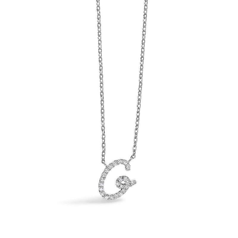 Bids.com 10K White Gold Diamond Accent "A" Initial Script Style Pendant Necklace Necklaces