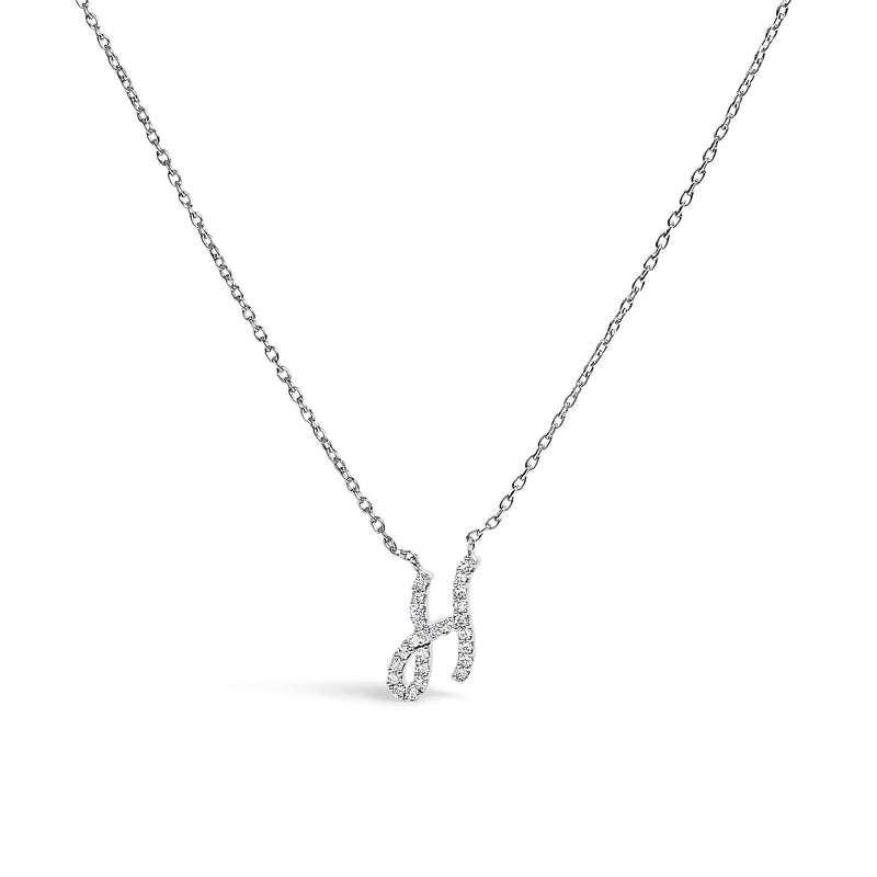Bids.com 10K White Gold Diamond Accent "A" Initial Script Style Pendant Necklace Necklaces