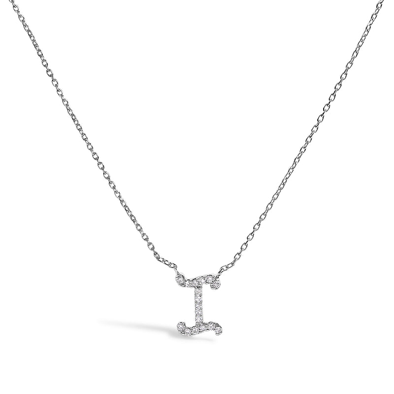Bids.com 10K White Gold Diamond Accent "A" Initial Script Style Pendant Necklace Necklaces
