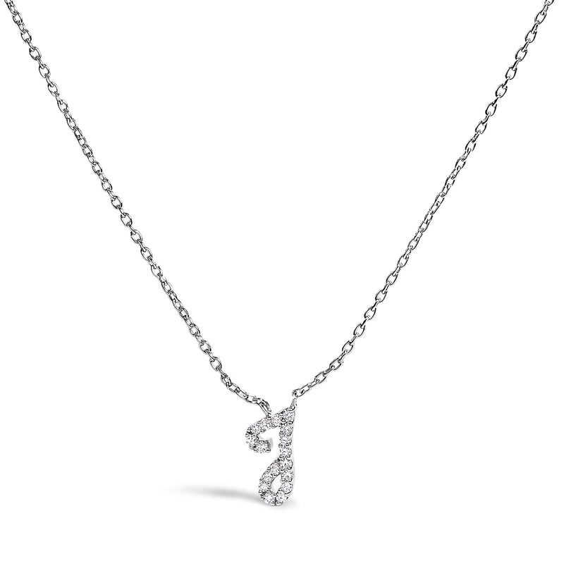 Bids.com 10K White Gold Diamond Accent "A" Initial Script Style Pendant Necklace Necklaces