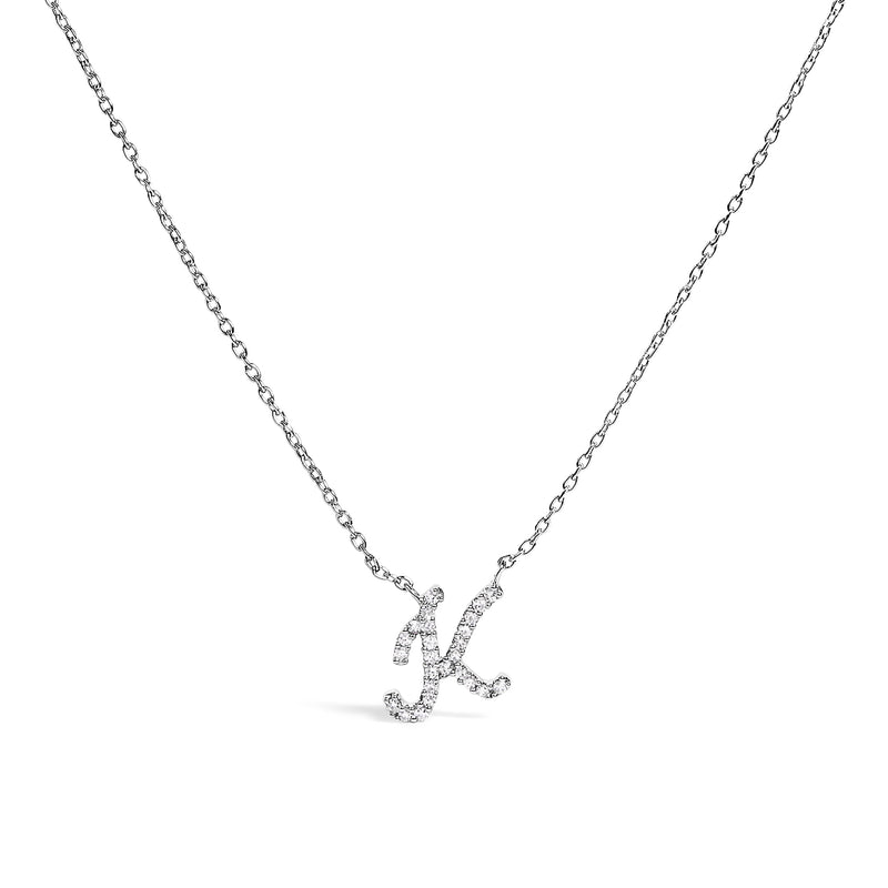 Bids.com 10K White Gold Diamond Accent "A" Initial Script Style Pendant Necklace Necklaces