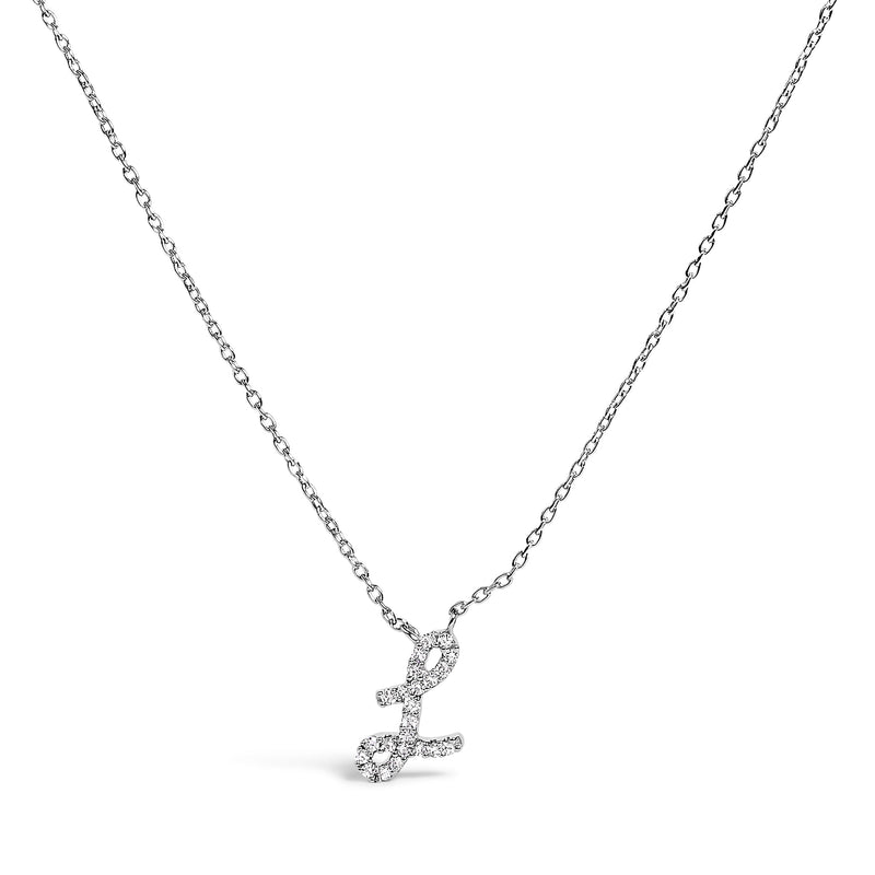 Bids.com 10K White Gold Diamond Accent "A" Initial Script Style Pendant Necklace Necklaces