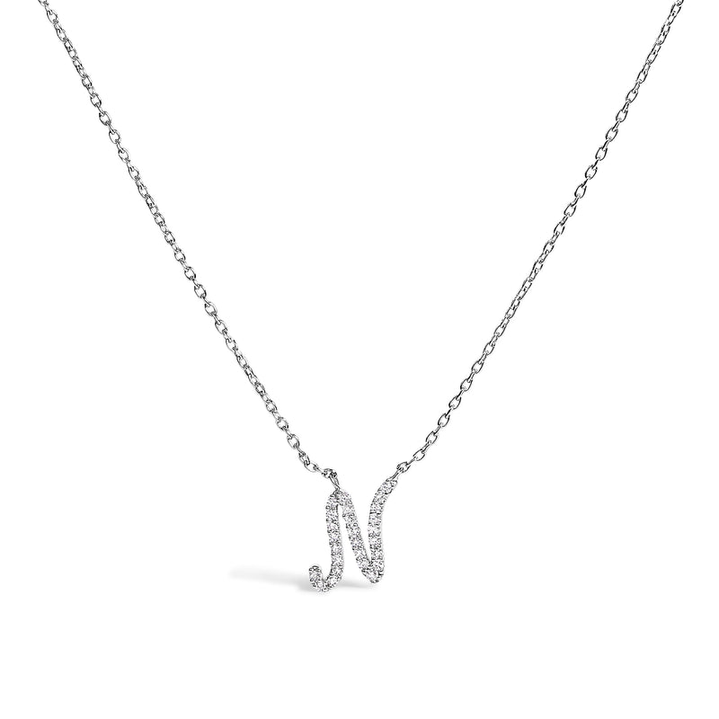 Bids.com 10K White Gold Diamond Accent "A" Initial Script Style Pendant Necklace Necklaces