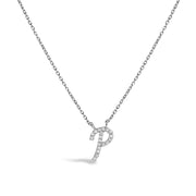 Bids.com 10K White Gold Diamond Accent "A" Initial Script Style Pendant Necklace Necklaces