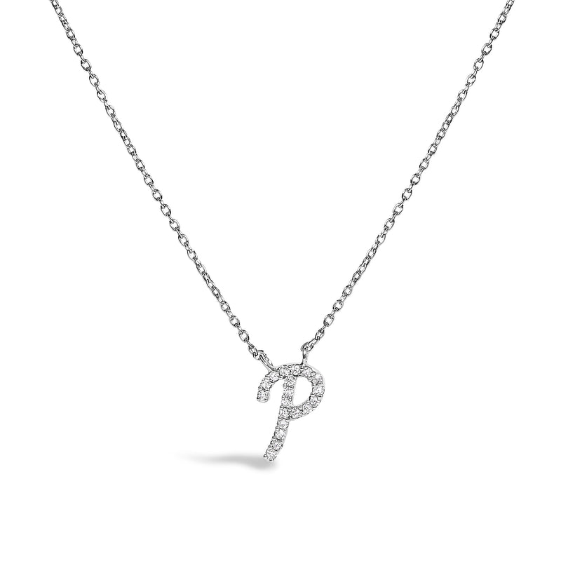 Bids.com 10K White Gold Diamond Accent "A" Initial Script Style Pendant Necklace Necklaces