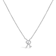 Bids.com 10K White Gold Diamond Accent "A" Initial Script Style Pendant Necklace Necklaces